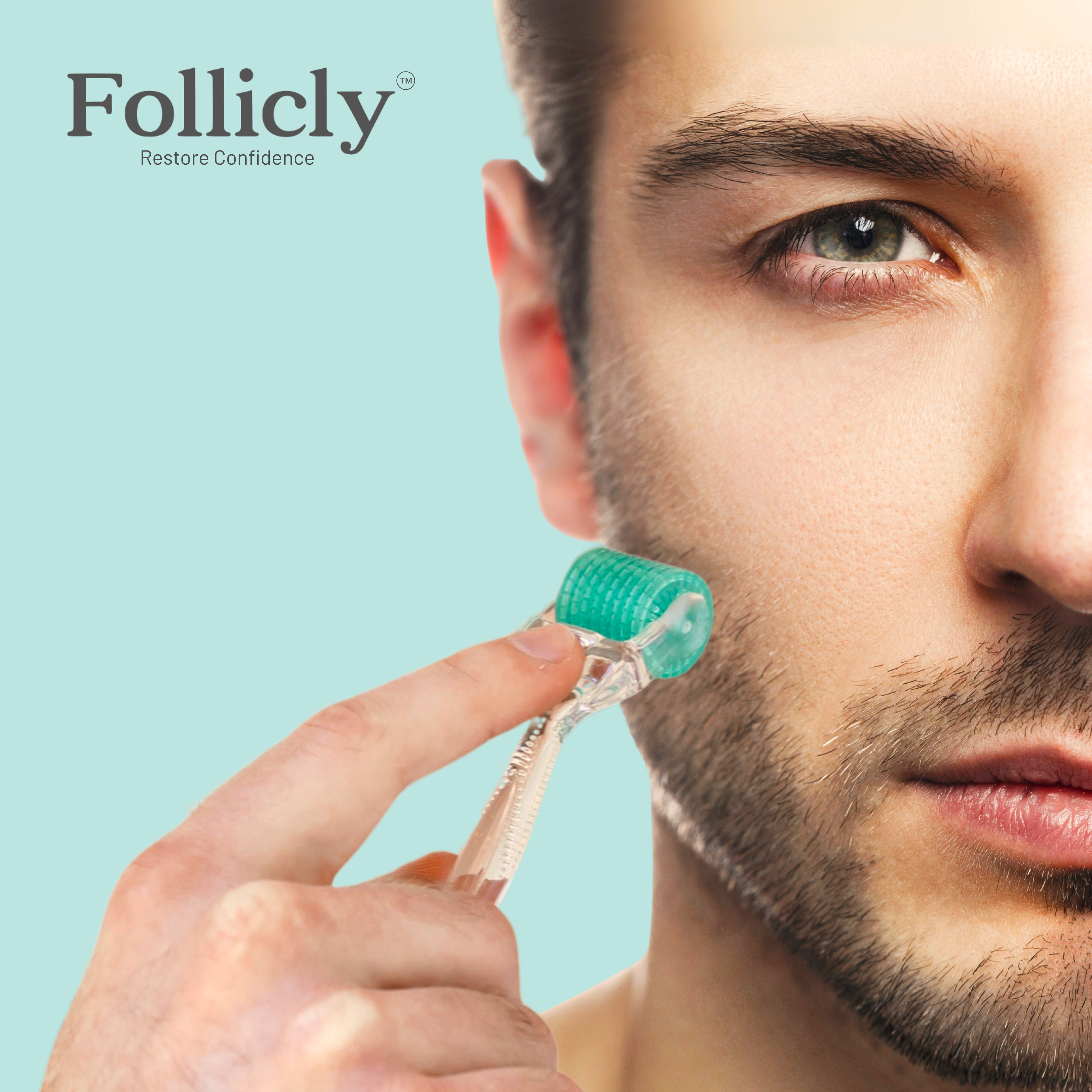 Follicly™ Derma Roller – 192 echte Titan-Mikronadeln