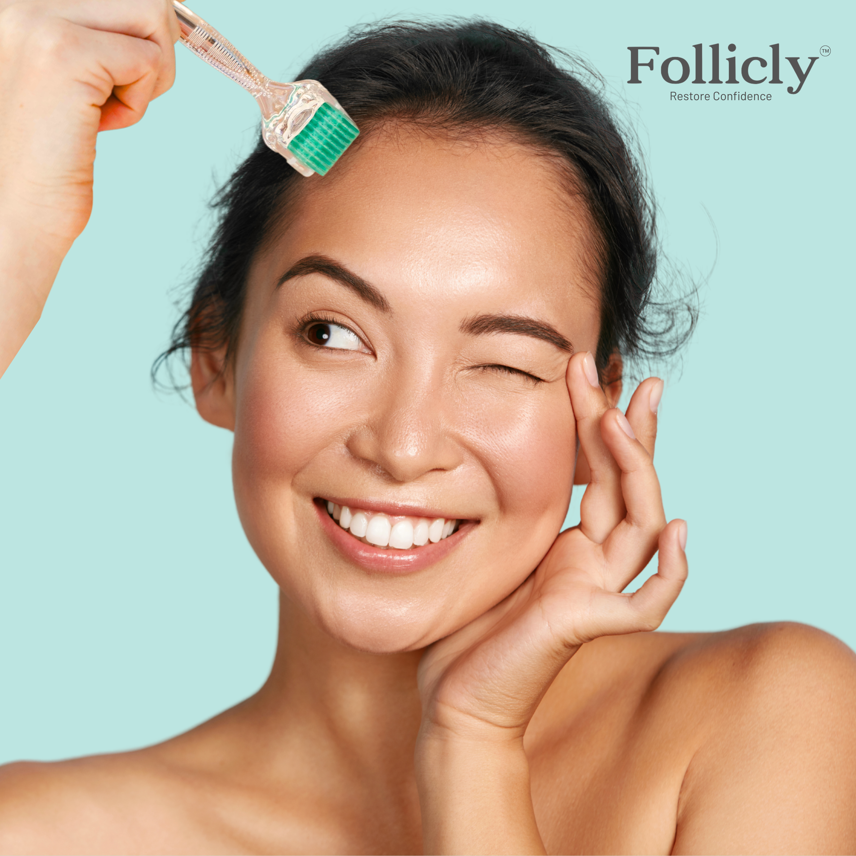 Follicly™ Derma Roller – 192 echte Titan-Mikronadeln