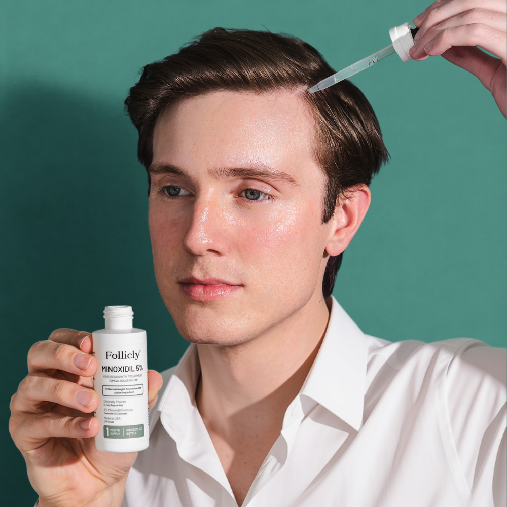 Follicly® Minoxidil 5% Topical Solution – Extra Strength Hair Regrowth Treatment, 2 FL OZ (60 mL)