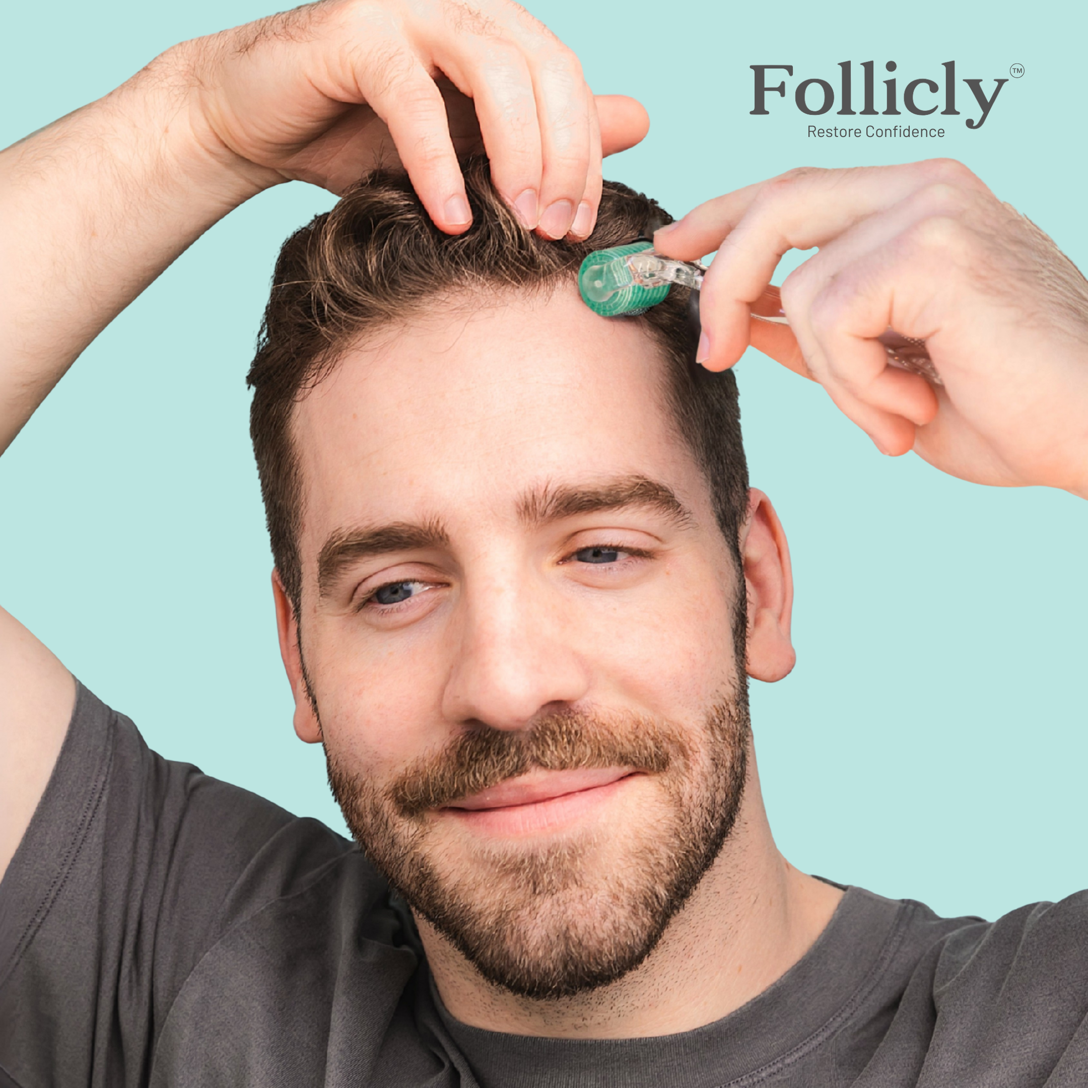 Follicly™ Derma Roller – 192 micro-aiguilles authentiques en titane