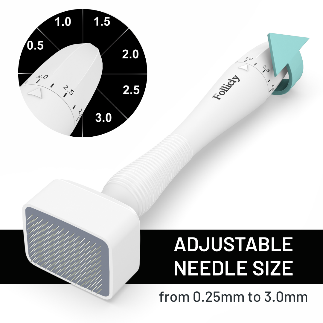Follicly™ Derma Stamp - 140 Adjustable Titanium Microneedles