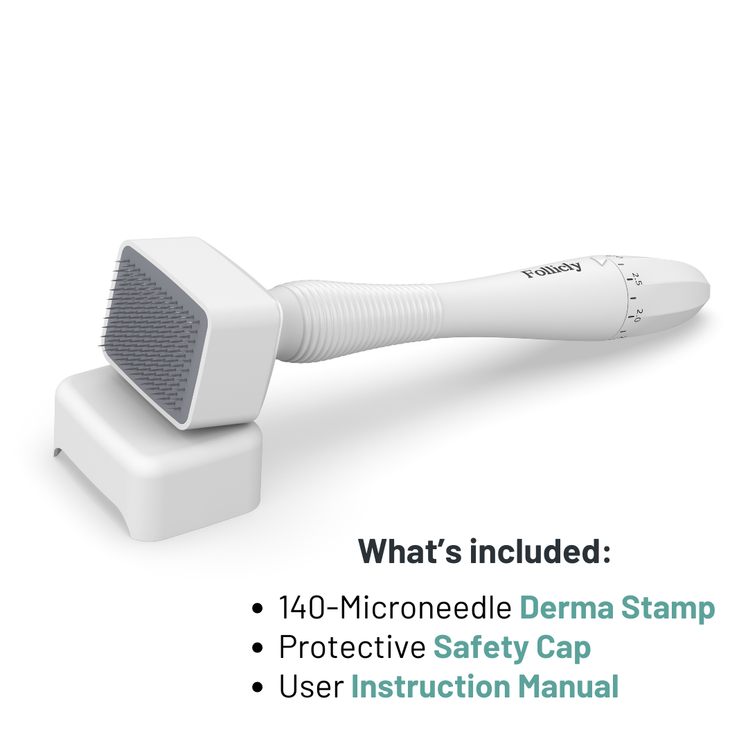 Follicly® Derma Stamp – 140 إبرة تيتانيوم دقيقة قابلة للتعديل