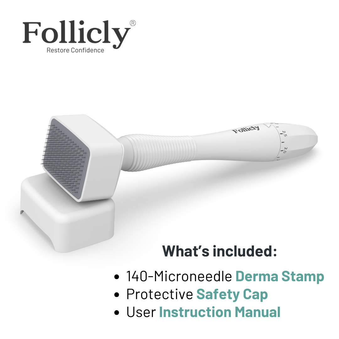 Follicly™ Derma Stamp - 140 Adjustable Titanium Microneedles