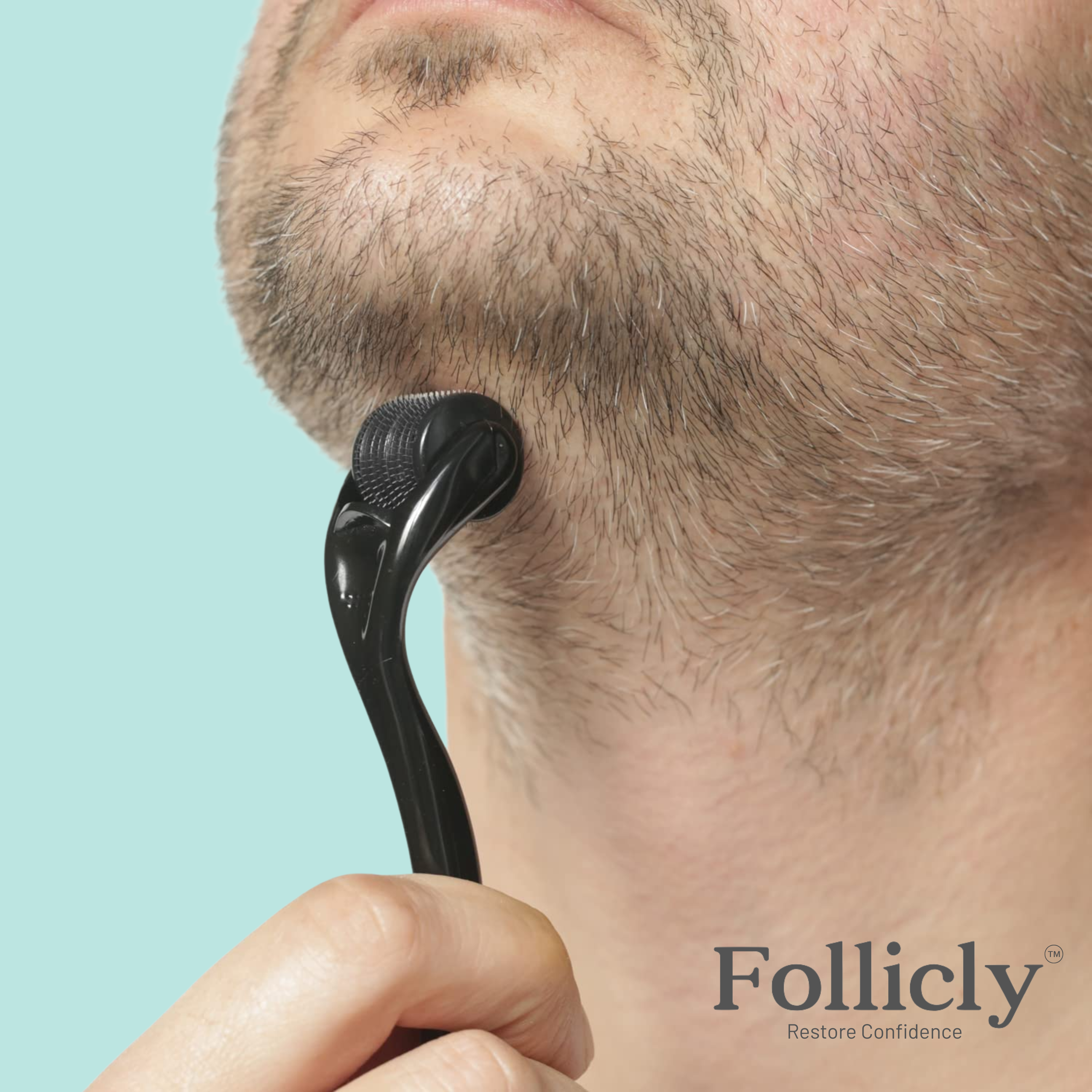 Follicly™ Derma Roller: Rodillo de microagujas para cabello y piel. Incluye estuche de almacenamiento gratuito.